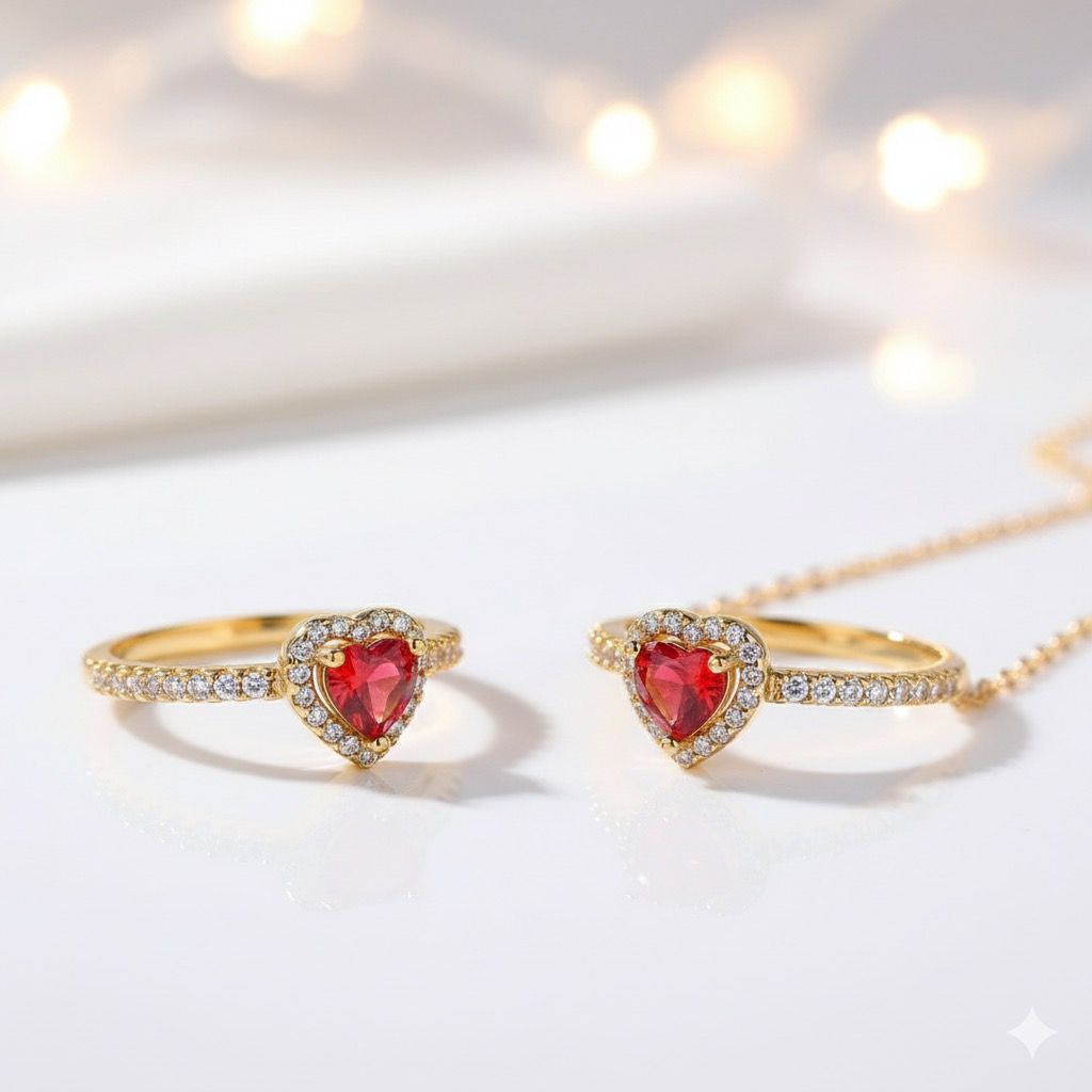 Set de promesa collar + anillo Ajustable💕 + Estuche Gratis